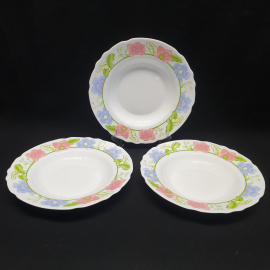 Набор из 3 глубоких тарелок, стекло, деколь, диаметр 24 см. Испания