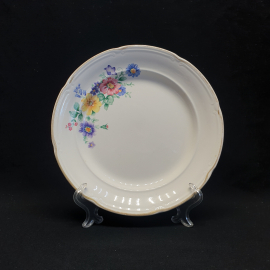 Тарелка десертная ЗиК, фаянс, деколь, позолота диаметр 19,5см. Винтаж СССР