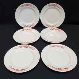 Набор пирожковых тарелок 6 шт, Пролетарий, фарфор, деколь. Винтаж, СССР.