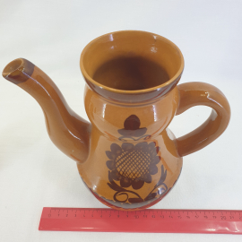 Набор чайник и 3 чаши, керамика, ручная роспись. Винтаж, СССР.. Картинка 9