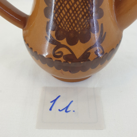 Набор чайник и 3 чаши, керамика, ручная роспись. Винтаж, СССР.. Картинка 11