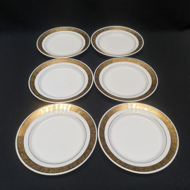 Набор десертных тарелок 6 шт, Вербилки, фарфор, позолота. Винтаж, СССР.