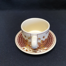 Чайно - кофейные пары на 5 персон "Cappuccino", фарфор, деколь, 200 мл. СНГ.. Картинка 5