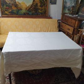 Отрез льняной скатерти 216х140 см, есть следы времени. Винтаж, СССР.