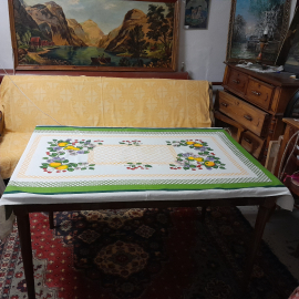 Скатерть х\б 90х150 см, фруктовый - дачный декор, есть следы времени. Винтаж, СССР.