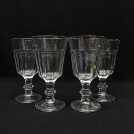 Набор фужеров 4 шт, толстое стекло, фигурная ножка, 175 мл. Винтаж.