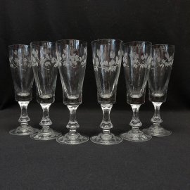 Набор бокалов "Верба" 6 шт, автор Рогов, Гусь Хрусталь, ручная резка. Винтаж, СССР.