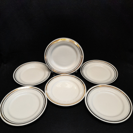 Набор из 6 столовых тарелок Краснодарский завод, фарфор позолота 20 см, винтаж СССР