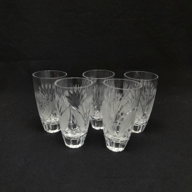 Набор из 5 стаканов, хрусталь, ручная резка 125 мл. Винтаж СССР