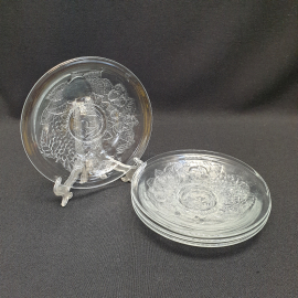 Набор из 4 блюдец, стекло 13.5 см, винтаж СССР