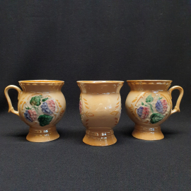 Набор из 3 кружек, керамика, ручная роспись, 300мл. Винтаж, СССР.