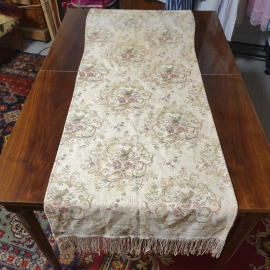 Дивандек 152х51 см, гобелен, бахрома, узор романтичных цветочных садов. Винтаж, СССР.
