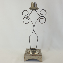 Подсвечник металлический на одну свечу, высота 30 см. Винтаж, СССР.