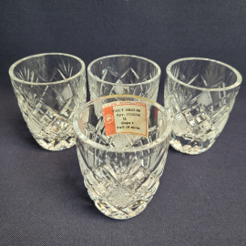 Набор стопок 4 шт, хрусталь, ручная резка, 50 мл. Винтаж, СССР.