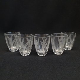 Набор стопок 5 шт, стекло, ручная резка, 50 мл. Винтаж, СССР.