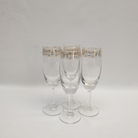 .Набор из 4 бокалов, стекло позолота высота 19 см 150 мл, винтаж СССР