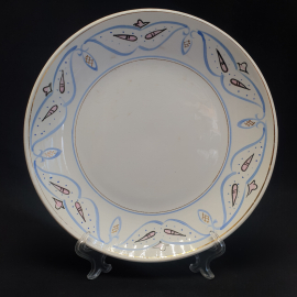 Тарелка столовая, фаянс роспись 24.5 см, винтаж СССР