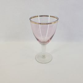 Бокал, марганцовое стекло, позолота, высота 14 см, 200 мл. Винтаж, СССР.