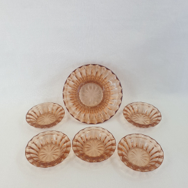 Набор розеток 6 шт, Запрудненский завод, карамельное стекло. Винтаж, СССР.