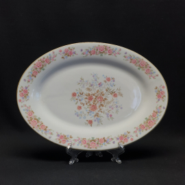 Овальное блюдо, фарфор деколь, позолота, длина 30 см, Китай