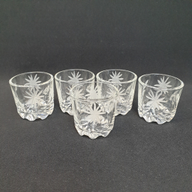 Винтажный набор из 5 стопок, стекло резка высота 5 см, 50 мл,  СССР