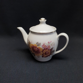 Заварочный чайник Полонский завод, фарфор деколь позолота 0.5 л, винтаж СССР