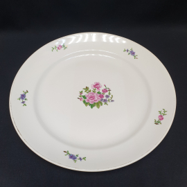 Блюдо круглое 35 см, Дулево, Фарфор, деколь. Винтаж, СССР.