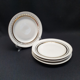 Набор из 4 тарелок Прокопьевский завод, фарфор позолота 17 см, винтаж СССР