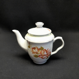 Чайник заварочный (не родная крышка), Барановка, фарфор, перламутр, деколь. Винтаж, СССР.