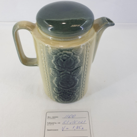 Кувшин с крышкой, обливная керамика 1.25 л, винтаж СССР. Картинка 10