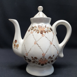 Заварочный чайник Семикаракорский завод, фарфор роспись 1.25 л, винтаж СССР. Картинка 5
