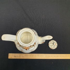 Заварочный чайник Семикаракорский завод, фарфор роспись 1.25 л, винтаж СССР. Картинка 11