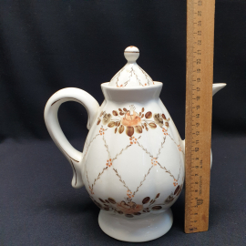 Заварочный чайник Семикаракорский завод, фарфор роспись 1.25 л, винтаж СССР. Картинка 12