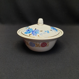 Сахарница Пролетарий, фарфор деколь позолота 0.2 л, неродная крышка, винтаж СССР