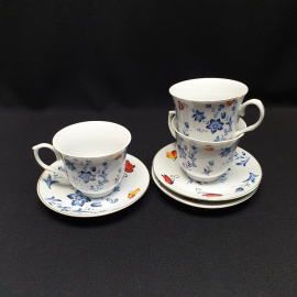 Набор из 3 чайных пар VaBene, фарфор деколь позолота 210 мл, Китай