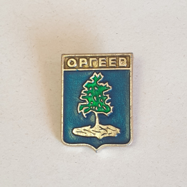Значок СССР, Оргеев. Герб с деревом на синем фоне. Коллекционный предмет, советский, винтажный.