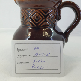 Кувшин, обливная керамика высота 19 см, 1.2 л, винтаж СССР. Картинка 11
