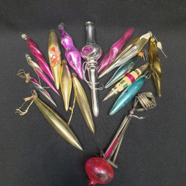 Набор советских елочных игрушек Сосулек, может быть скол трубочки, сход краски. Винтаж.