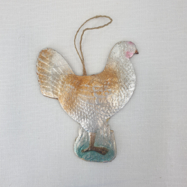 Елочная игрушка Курочка картонаж, винтаж СССР. Картинка 2