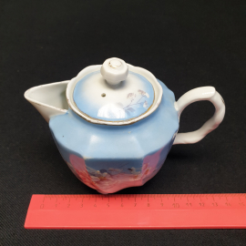 Молочник с крышкой Кузнецова 1860, фарфор, крытье, деколь, ручная роспись, 300 мл. Царская Россия.. Картинка 9