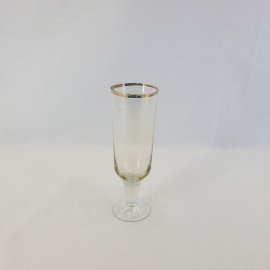 Бокал, цветное стекло позолота 130 мл, высота 15 см, винтаж СССР