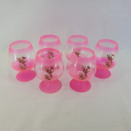 Набор из 6 бокалов, цветное стекло 200 мл, высота 11 см, винтаж