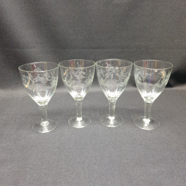 Набор из 4 бокалов, стекло резка 200 мл, высота 14 см, винтаж СССР