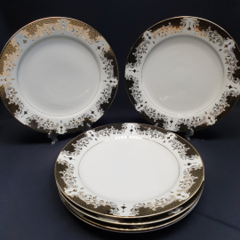Набор тарелок 28 см "Fine Porcelain" 6 шт, фарфор, позолота. Китай.. Картинка 2