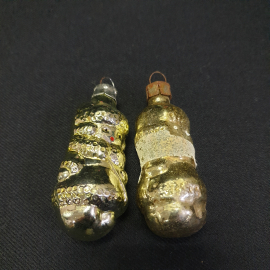 Мини набор елочных игрушек 5 шт, стекло, 8х3 см. Винтаж, СССР.. Картинка 2