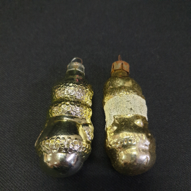 Мини набор елочных игрушек 5 шт, стекло, 8х3 см. Винтаж, СССР.. Картинка 3