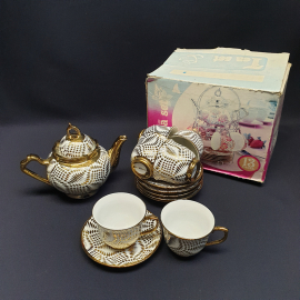 Чайный сервиз из 13 предметов, фарфор деколь позолота 90 мл,