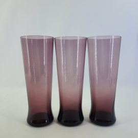 Набор из 3 стаканов, марганцевое стекло 320 мл, высота 17 см, винтаж СССР