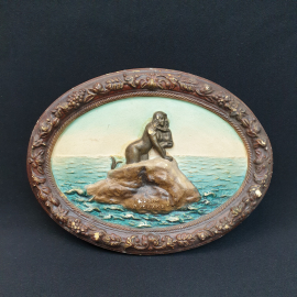 Винтажное панно барельеф Русалка Артелье Вулкан 24х18 см СССР