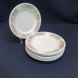 Набор из 6  десертных тарелок Конакова, фаянс деколь 17 см, винтаж СССР